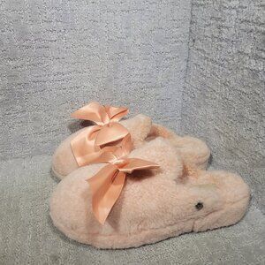 UGG Addison 1020038 Women's Size 8 Pink Curly Sheepskin Satin Bow Slipper Shoes